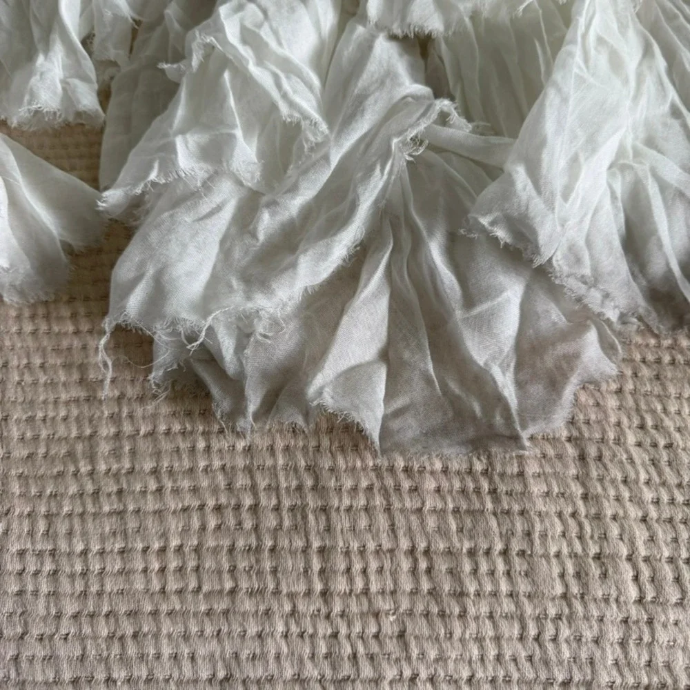 Free People White Handkerchief Raw Hem Sheer One Clover Skirt Sz S/M Boho - Picture 14 of 16